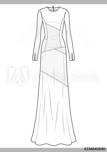 DRESS Fashion technical drawings vector template Technical Drawing Fashion Dress, Dress Technical Drawing, Types Of Dresses Styles, Basic Maxi Dress, Basic Dress Pattern, Dress Vector, Fashion Model Sketch, Fashion Figure Drawing, Flat Pattern