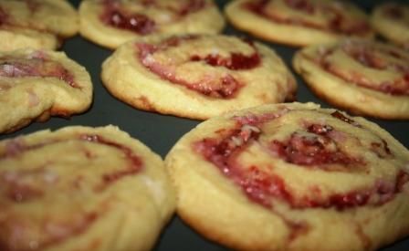 Strawberry Jam Pinwheel Swirl Cookies Recipe Pinwheel Cookies Recipe, Swirl Cookies, Coconut Roll, Two Bears, Pinwheel Cookies, Cream Cookies, Jam Cookies, Edible Cookies, Roll Cookies