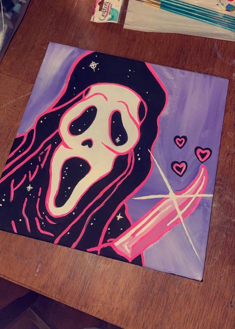 Acrylic paint Ghost Face Painting, Face Acrylic Painting, Ghost Face Paint, Ghost Face, Ghost Faces, Doodle Art Designs, Face Painting, Doodle Art, Acrylic Paint