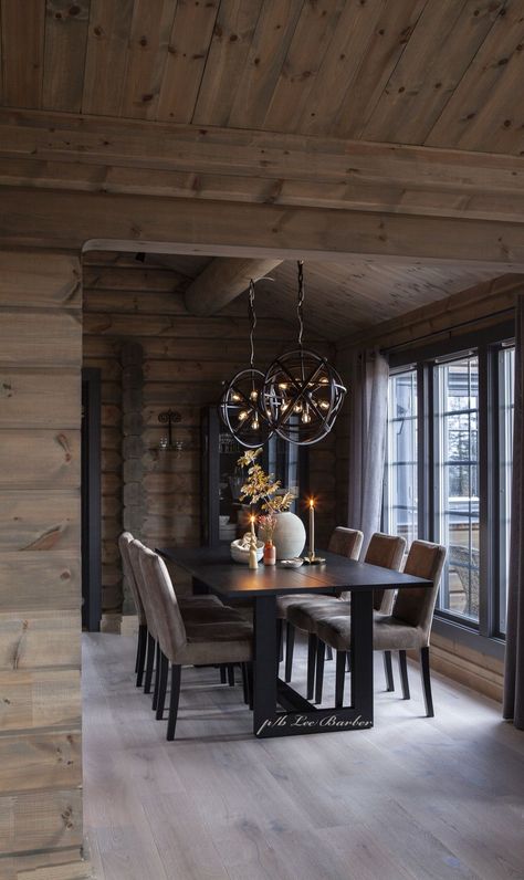 Norwegian Cottage, Mountain Interiors, Modern Chalet, Contemporary Cabin, Exposed Rafters, Cabin Inspiration, Chalet Interior, Chalet Design, Cabin Interiors