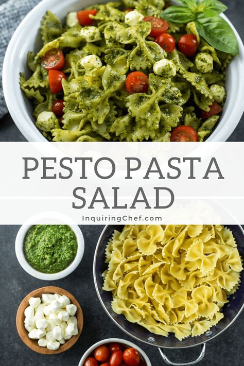 Pesto And Mozzarella Pasta, Pasta Dish For Party, Jimmy John’s Pesto Pasta Salad Recipe, Bridal Shower Pasta Salad, Mozzarella Pesto Pasta, Caprese Pesto Pasta Salad, Pasta Salad Potluck, Italian Pesto Pasta Salad, Healthy Pasta Salad Recipes Meal Prep