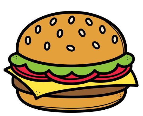 Hamburger Clipart, Hamburger Drawing, Burger Icon, Pizza Drawing, Baby Books Diy, School Kids Crafts, English Learning Books, Kindergarden Activities, Best Nature Wallpapers