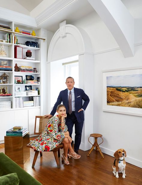 Scott Schuman, Ceiling Shelves, Fashion Showroom, Dining Room Chair Cushions, Exposed Rafters, The Sartorialist, Colorful Wardrobe, Green Velvet Sofa, Cosy Spaces