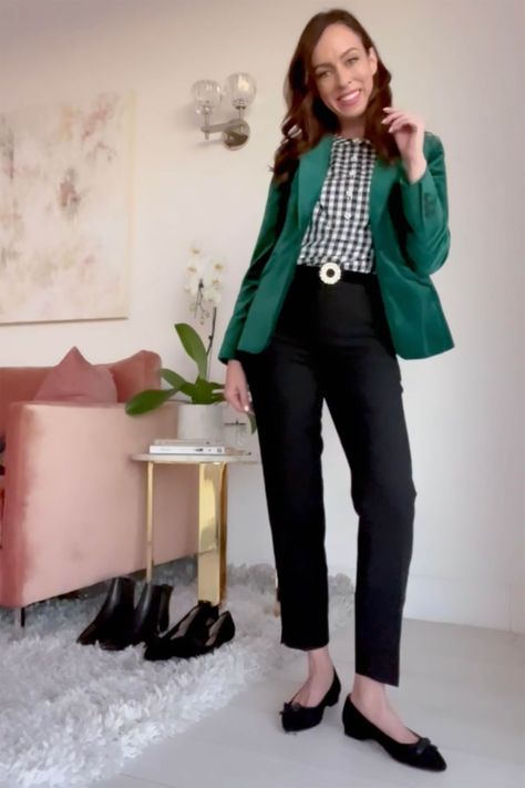 Teal Blazer Outfit, Velvet Blazer Outfit, Green Blazer Outfit, Essentials Outfit, Green Jacket Outfit, Talbots Fashion, Talbots Outfits, Green Velvet Blazer, Teal Blazer