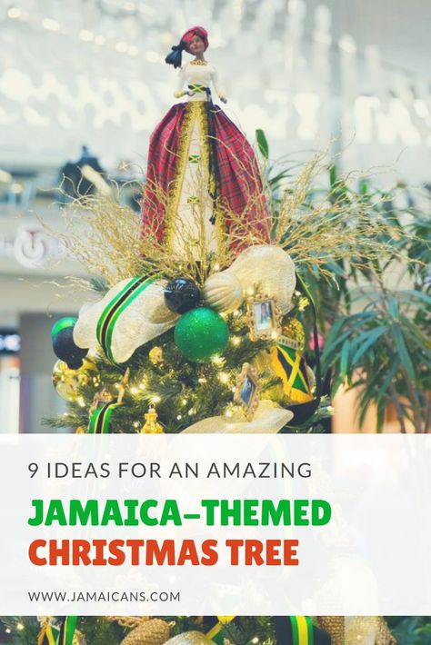 9 Ideas for an Amazing Jamaica-Themed Christmas Tree - Jamaicans.com Jamaican Christmas Decorations, Caribbean Christmas Tree, Jamaican Christmas, Caribbean Christmas Decorations, Jamaican Colors, International Holidays, Caribbean Culture, Purim, Christmas Tree Themes