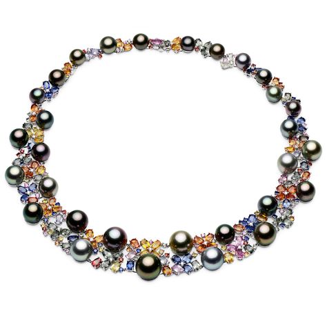 Jewellery Pearl Necklace, Luxury Festive Gemstone Pearl Necklace, Luxury Gemstone Pearl Necklace, Luxury Multicolor Pearl Necklace, Colored Sapphires, Luxury Multi-strand Pearl Necklace, Month Gemstones, Luxury Pearl White Multi-strand Necklace, The Bling Ring