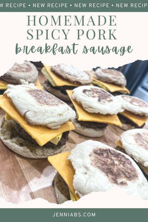 Homemade Spicy Pork Breakfast Sausage - Jenniabs Pork Sausage Seasoning Recipe, Pork Breakfast Sausage Recipes, Homemade Breakfast Sausage Recipe, Pork Breakfast, Breakfast Sausage Seasoning, Spicy Breakfast, Turkey Sausage Recipes, Pork Sausage Recipes, Pork Breakfast Sausage