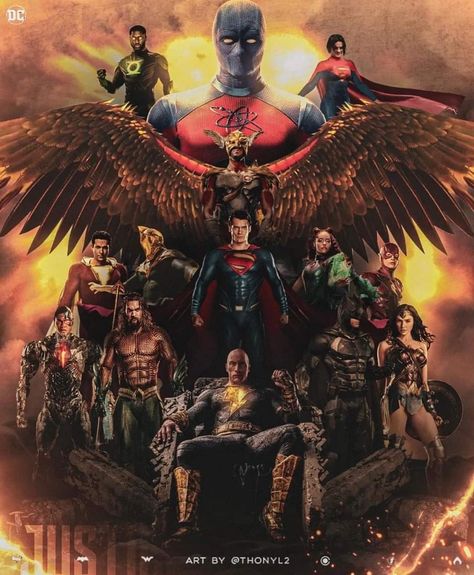 Imagine a DCEU Endgame movie one day. (Artist: @thonyl2) #BlackAdam Black Adam Comics, Justice League Art, Kurama Naruto, Vertigo Comics, The Dark Knight Trilogy, Dc Comics Heroes, Justice League Unlimited, Marvel Comics Superheroes, Black Adam