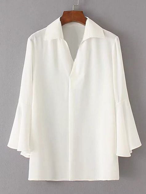 Chiffon Shirt Outfit, Outfit Ideas Tops, 50 Year Old Fashion, Burberry Shirt Women, Chiffon Kurta, White Chiffon Tops, White Collared Blouse, Women Chiffon Blouse, Chiffon Shirt Blouse