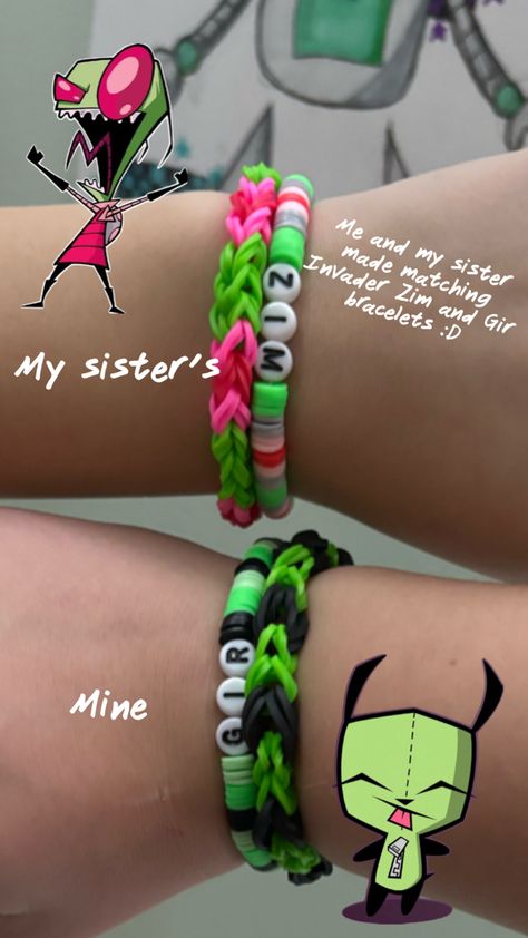 Bracelets Invader Zim Invader Zim Birthday Party, Invader Zim Bracelet, Tools Drawing, Kandi Bracelets, Art Tools Drawing, Scene Kids, Fashion Tutorial, Invader Zim, Jim Carrey