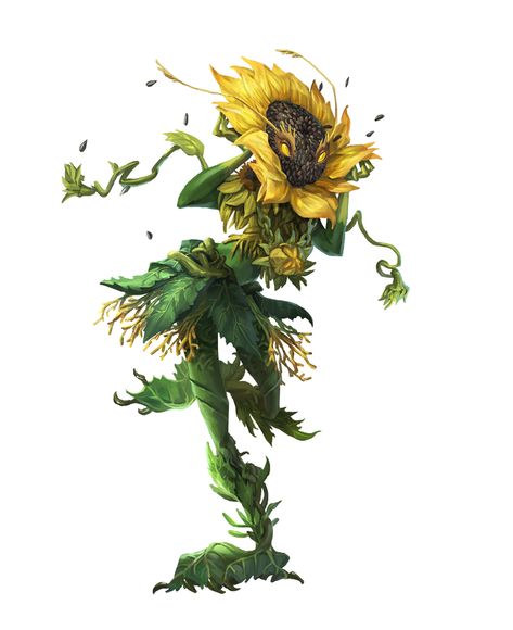 Sunflower Leshy - Pathfinder 2E PFRPG DND DD 3.5 5E d20 fantasy Leshy Pathfinder, Leshy Art, Flames Drawing, The Ambassadors, Plant Monster, Pathfinder 2e, Heroic Fantasy, Good Intentions, Forest Creatures