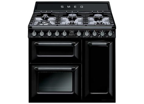 Smeg-Victorian-Oven-Est-Living-DD Range Ovens, Smeg Victoria, Smeg Range, Freestanding Oven, Range Cookers, Dual Fuel Range Cookers, Kitchen Layouts, Freestanding Cooker, Black Appliances