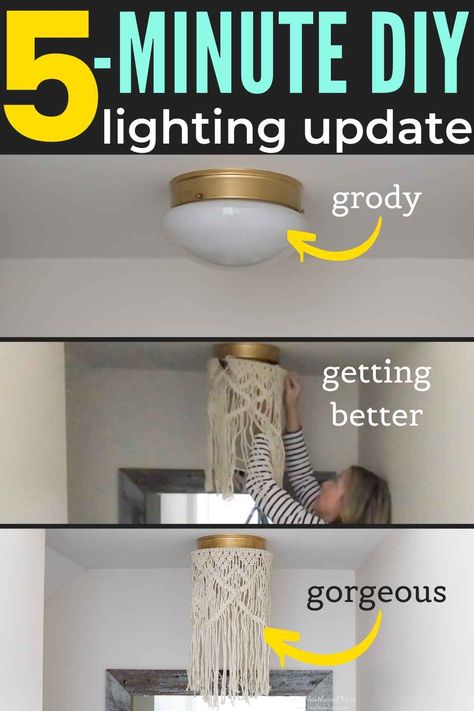 Lighting Hacks, Lighting Aesthetic, Diy Luminaire, Boho Lighting, Ikea Ivar, Builder Grade, Ceiling Light Design, Macrame Boho, Outdoor Diy Projects