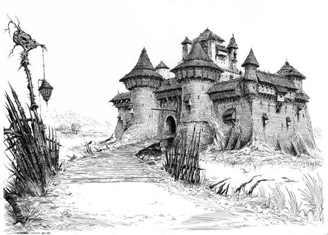 Medieval Watchtower, Medieval Castle Layout, Grunge Pictures, Fantasy Wizard, Dungeons And Dragons Art, Medieval World, Architecture Drawing Art, Fantasy Pictures, Fantasy Castle