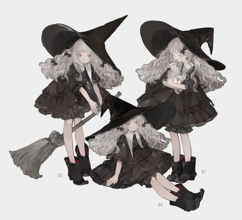 Witch Drawing, Witch Characters, Anime Witch, Witch Design, 강아지 그림, 캐릭터 드로잉, Arte Inspo, Witch Art, 영감을 주는 캐릭터