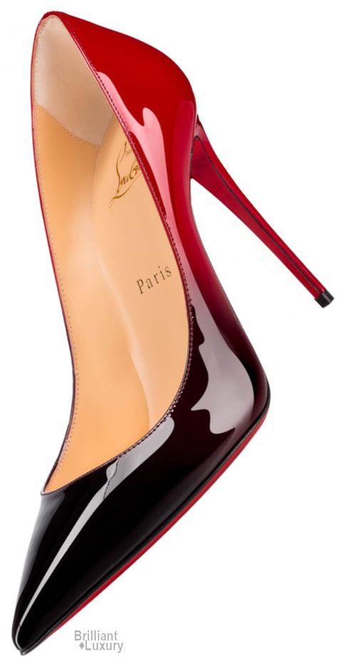 Brilliant Luxury♦Christian Louboutin Kate Black To Red Colored Patent Leather Stiletto Pump Women Vacation, Louboutin Kate, Christian Louboutin Kate, Footwear For Women, Louboutin Heels, Christian Louboutin Heels, Red Pumps, Fashion Heels, Stiletto Pumps