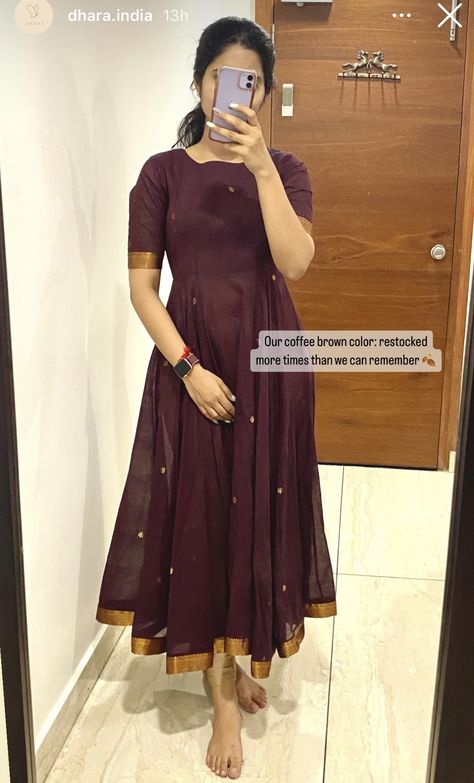 Kurtis For Birthday, Pattu Kurta Designs For Women, Front And Back Neck Design For Kurtis, Simple Chudidhar Designs, Dress From Silk Saree, Simple Frocks Cotton, Pattu Kurtis, Banarasi Dress Designs Latest, Pattu Churidar Designs