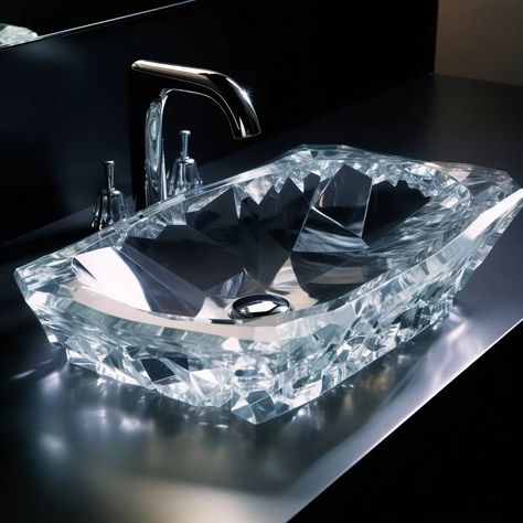 Crystal Bathroom, Luxury Mansions Interior, Stylish Interior Design, Glass Sink, Vase Crafts, Sink Design, Bathroom Design Luxury, Pretty Decor, Design Your Dream House