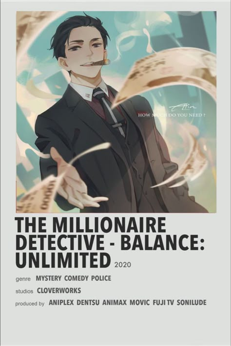 The Millionaire Detective, Millionaire Detective, Balance Unlimited, Japanese Animated Movies, Anime Suggestions, Film Posters Minimalist, Film Anime, Animes To Watch, Poster Anime