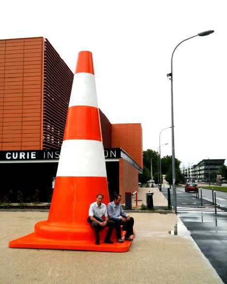 Traffic Cone Art, Pink Retro Wallpaper, Street Safety, Traffic Cone, Road Work, Public Sculpture, Interactive Installation, Call Art, Trade Show Display