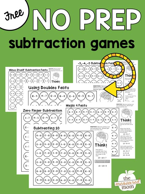 Games For Students, Doubles Facts, The Measured Mom, Measured Mom, Free Math Games, Subtraction Strategies, Subtraction Games, Math Subtraction, Math Intervention