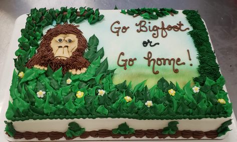 Sasquatch Birthday Cake Ideas, Sasquatch Cake Ideas, Sasquatch Cake, Bigfoot Cake, Bigfoot Party, Bigfoot Birthday, Yeti Bigfoot, Bigfoot Sasquatch, Men Birthday