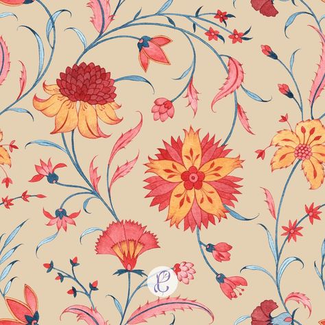 Chintzy floral seamless pattern 🌸 #pattern #handpainted #seamlesspattern #chintz #indiandesign #patternmockup #textiledesigner #patterndesign #printmockup #surfacepatterndesign #printdesigner #original #printsandpatterns #printstale Chintz Floral Pattern, Chintzy Floral, Chintz Print, Chintz Pattern, Floral Seamless Pattern, Border Embroidery Designs, Modern European, Border Embroidery, Print Mockup