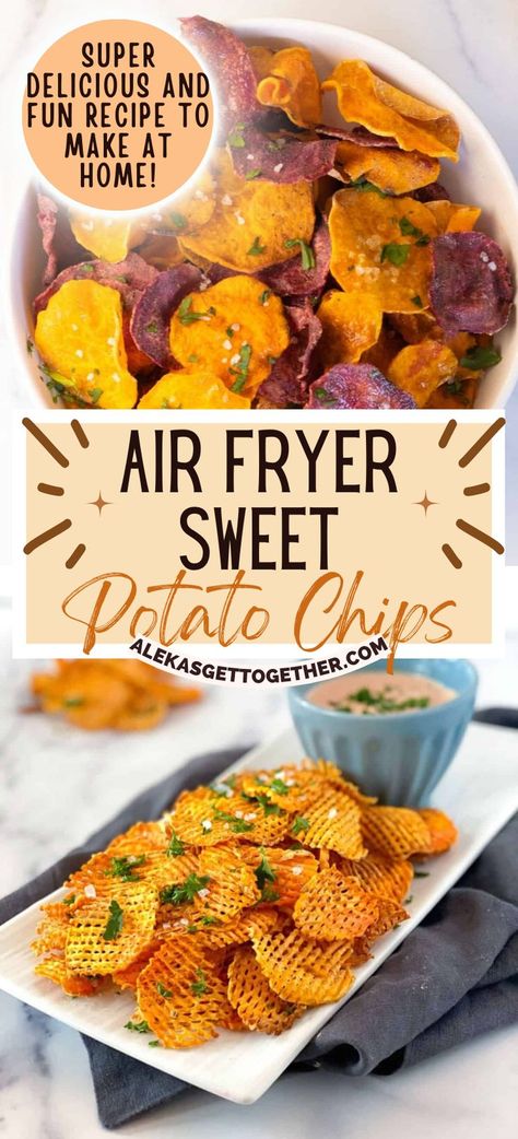 Air Fryer Sweet Potato Chips, Chips Air Fryer, Crispy Baked Potatoes, Buffalo Shrimp, Potato Appetizers, Loaded Nachos, Air Fried Food, Ultimate Breakfast, Sweet Potato Chips