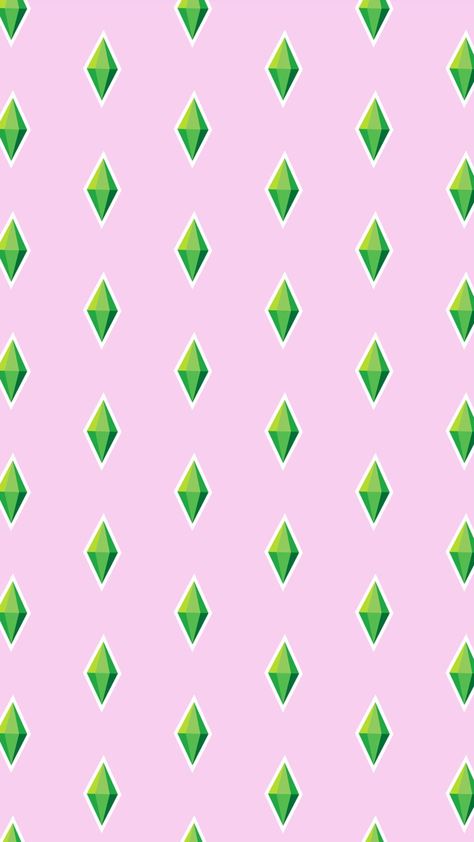 pink background with green Sims plumb bobs Plumbob Wallpaper, Sims Party, Phone Screensaver, Bookmark Images, Iphone Background Quote, Sims Free Play, New Wallpaper Iphone, Sims Wallpaper, Retro Gaming Art