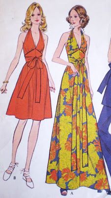 McCall's 3206 Halter Dress Pattern, Tunic Sewing Patterns, 1970's Fashion, Halter Top Dresses, 70s Dress, 1970s Fashion, Halter Tops, Dress Sewing Pattern, Halterneck Dress