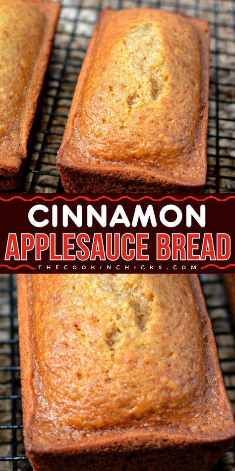 This Cinnamon Applesauce Bread is so moist, tender, and sweet quick bread that is awesome for your Fall breakfast ideas. It's easy to prepare and requires only a few ingredients. This best apple recipe is perfect for your holiday brunch food as you savor the goodness of apple flavor for the season! Easy Tasty Bread Recipes, Snickerdoodle Apple Bread, Applesauce Loaf Bread, Apple Bread Recipe With Applesauce, Apple Bread Using Applesauce, Cinnamon Sugar Quick Bread, Easy Apple Loaf Recipes, Best Breakfast Baked Goods, Applesauce Bread Pudding