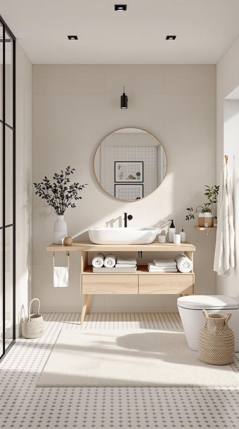 Neutral Bathroom Decor Neutral Bathroom Decor Ideas, Neutral Bathroom Decor, Relaxing Bathroom, Neutral Bathroom, Bathroom Storage Solutions, Modern Monochrome, Bathroom Decor Ideas, Neutral Color Scheme, Minimalist Chic