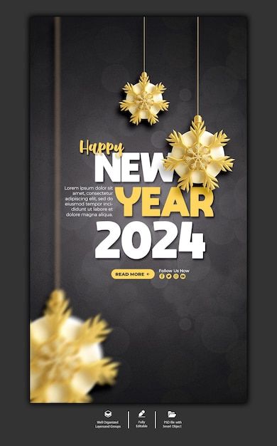 Happy New Year 2024, Year 2024, Instagram Story Template, Story Template, Happy New, Happy New Year, Graphic Resources, Instagram Story, Instagram