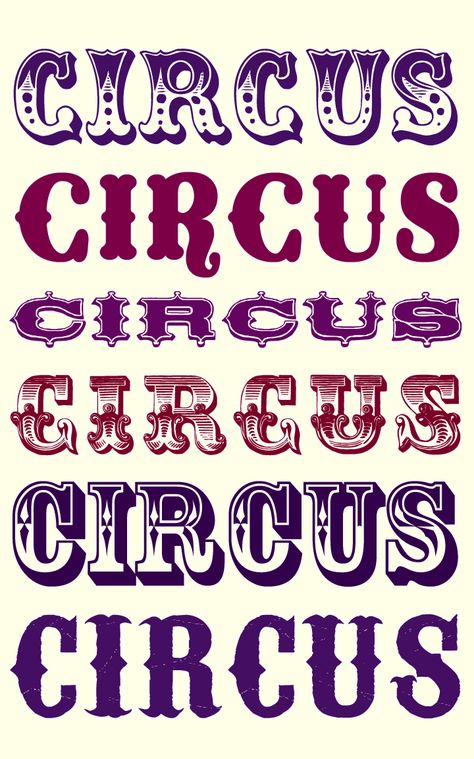 Circus Graphics, Carnival Font, Fonts Numbers, Circus Font, Circus Signs, Fonts Ideas, Haunted Carnival, Circus Vintage, Vintage Circus Posters