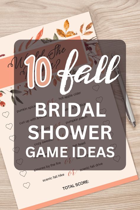 Fall in Love with These 10 Fall Bridal Shower Themes - The Savvy Swaréy Fall Bridal Shower Themes, Bridal Shower Game Ideas, Fall Bridal Shower Decorations, Fall Apple Cider, Bridal Shower Games Prizes, Halloween Bridal Showers, Bridal Shower Themes, Bridal Shower Prizes, Fall In Love Bridal Shower