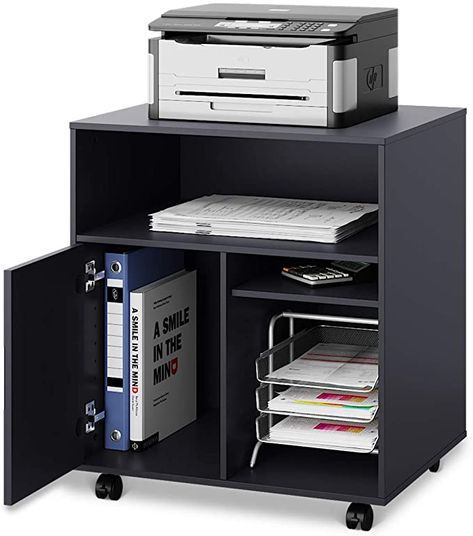 Cabinet On Wheels, Printer Storage, Printer Shelf, Wood Storage Cabinet, Feminine Home Offices, Computer Desks For Home, Mobile Printer, Printer Stands, Printer Stand