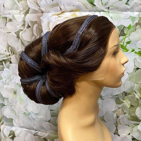 This wig was custom created for a customer to wear with her padme amidala rainbow lake dress. It is perfect for your cosplay and is available for special order. Finish your costume with the perfect wig! Padme Star Wars, Braid Hairstyles Ideas, Padme Costume, Lake Hair Styles, Medieval Hairstyles, Back Braid, Braided Hairdo, Star Wars Diy, Hair Color Chart