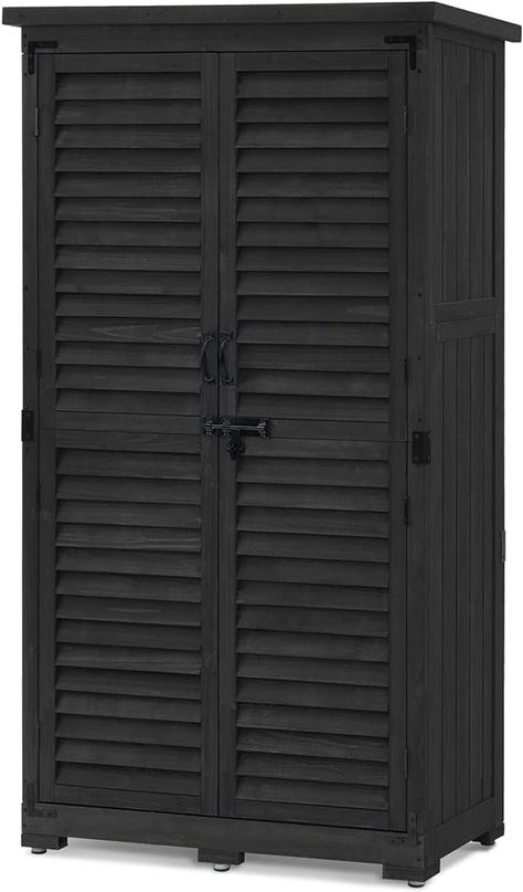 Amazon.com : MCombo Outdoor Storage Cabinet, Garden Storage Shed, Outside Vertical Shed with Lockers, Outdoor 63 Inches Wood Tall Shed for Yard and Patio 0870 (Brown) : Patio, Lawn & Garden Tall Shed, Small Condo Ideas, Messy Garden, Small Condo, Grey Patio, Wooden Storage Cabinet, Garden Storage Shed, Black Patio, Outdoor Storage Cabinet