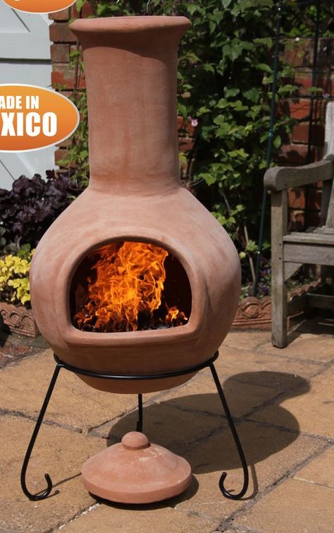 Gardeco Colima Clay Wood Burning Chiminea | Wayfair Clay Chiminea, Diy Fire Pit Ideas, Natural Gas Fire Pit, Wood Fire Pit, Propane Fire Pit Table, Wood Burning Fire Pit, Propane Fire Pit, Wood Burning Fires, Diy Fire Pit