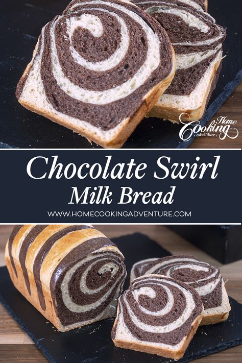 This Chocolate Swirl Milk Bread has a soft crumb and is a perfect treat alongside milk or tea, for breakfast or simply as a snack during the day Chocolate Swirl Bread, Rice Bread Recipe, Tea For Breakfast, Chocolate Bread Recipe, Swirl Bread, Chocolate Babka, Holiday Bread, Yummy Fall Recipes, Swirled Bread