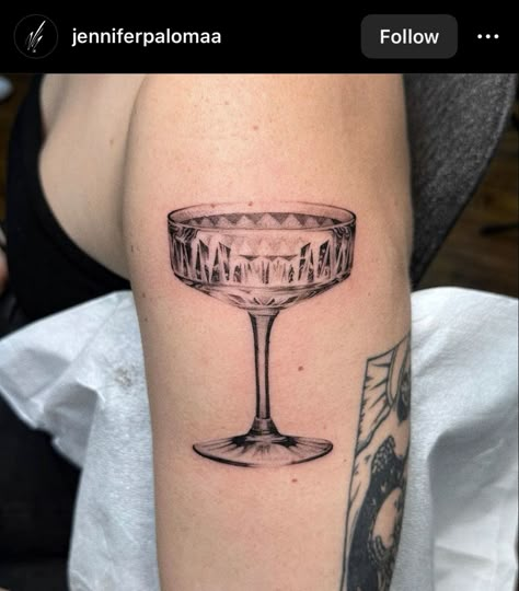 Vintage Glass Tattoo, Glass Vase Tattoo, Coupe Glass Tattoo, Absinthe Tattoo, Whisky Glass Tattoo, Espresso Martini Tattoo, Mixology Tattoo, Goblet Tattoo, Cocktail Glass Tattoo