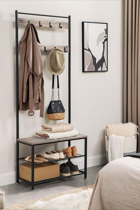 Entrance With Bench, Entrance Shoe Rack, Hallway Shoe Rack, Hall Coat Rack, Coat Rack Stand, Cosy Decor, Smart Coat, Shoe Rack Furniture, Coat And Shoe Rack