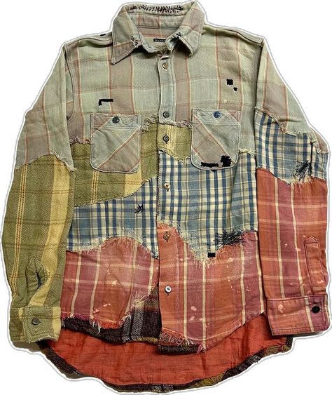 Upcycling Mens Clothes, Patchwork Upcycled Clothing, Upcycled Mens Shirt, Diy Flannel Shirt, Patchwork Shirt Diy, Flannel Shirt Refashion, Plaid Clothing, Reworked Clothes, Ropa Upcycling