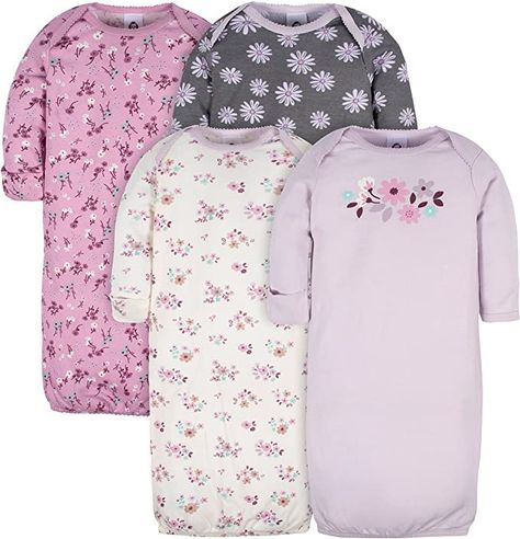 Amazon.com: Gerber Unisex Baby Boy and Girls 4-Pack Sleeper Gown: Clothing, Shoes & Jewelry Baby Size Chart, Lavender Garden, Newborn Hospital, Gerber Baby, Cotton Sleepwear, Gowns For Girls, Baby Gown, Baby Warmer, Toddler Boy Outfits