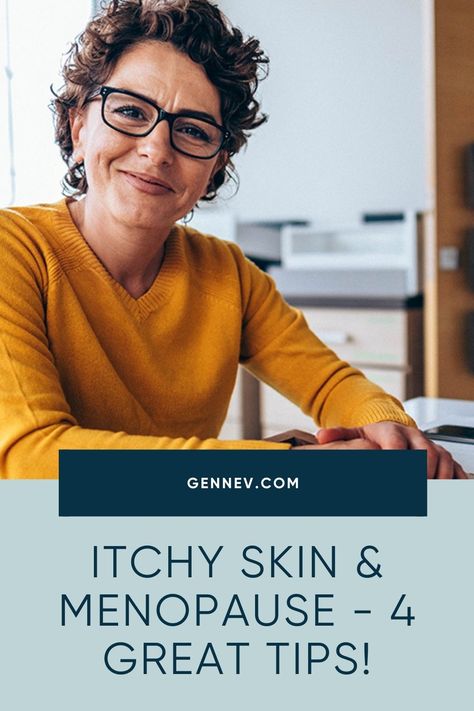 You are going to love these four great tips for dealing with itchy skin during menopause. You don't always have a rash when you have itchy skin, and finding out what is causing it can be tricky. There are plenty of remedies and essential oils on the market for treating uncomfortable skin, but do they work? See what Gennev has to say in this post for more information. #itchyskin #menopauseitchytskin #itchyskinduringmenopause #menopausesymptoms Menopausal Itchy Skin, How To Stop Itchy Skin, Itchy Skin Causes, Itching Remedies, Itchy Legs, Itchy Skin Relief, Itchy Face, Woman Health, Heat Rash