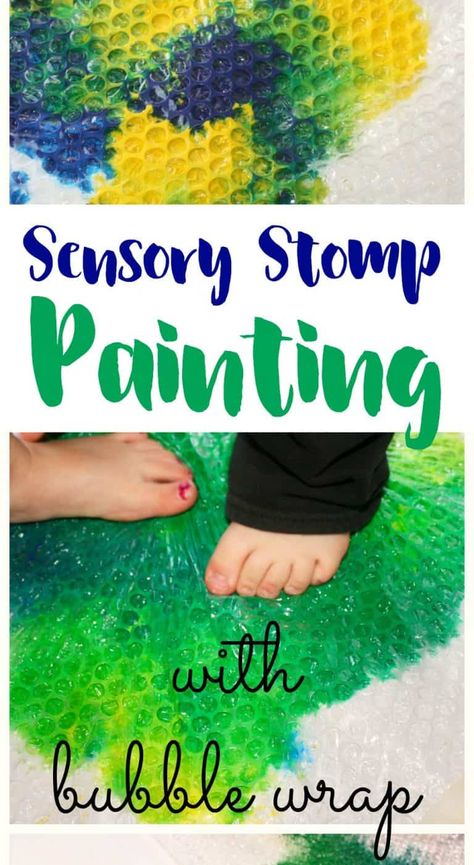 Sensory Stomp Painting with Bubble Wrap - Views From a Step Stool Painting With Bubble Wrap, Kids Mess, Infant Classroom, Eyfs Activities, Infant Room, Baby Sensory Play, Sensory Activities Toddlers, Bubble Painting, Sensory Art