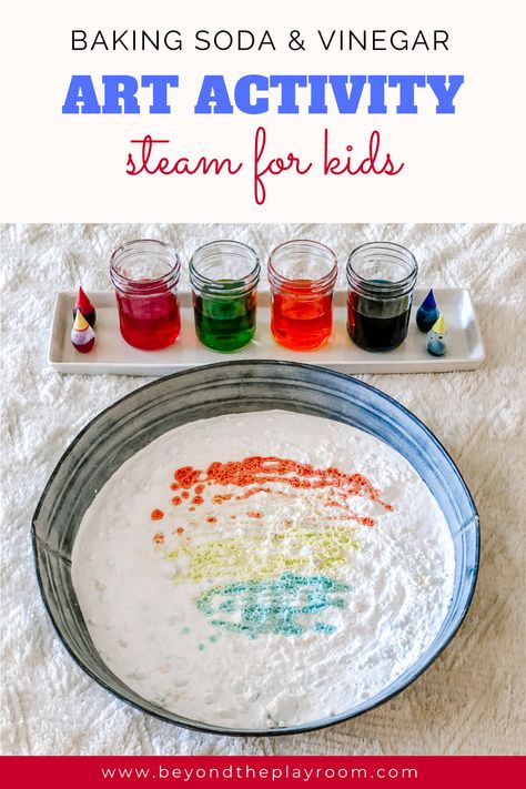 Baking Soda and Vinegar Art is a simple and fun STEAM activity for kids. This easy science and art activity for kids allows children to express their creativity while exploring science concepts! Fireworks In A Jar, Milk Science Experiment, Water Science Experiments, Steam Activity, Baking Soda And Vinegar, Purposeful Play, Steam Ideas, Baking Soda Vinegar, Steam Projects