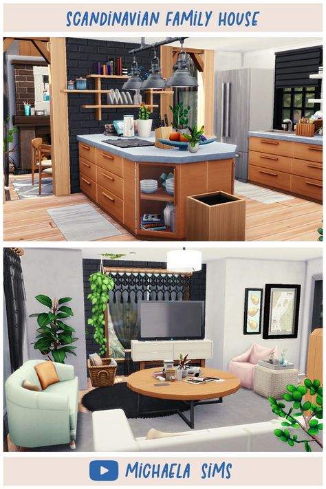 Home The Sims 4, Sims 4 Family House, Sims 4 House Ideas, Sims 4 Interior, Sims 4 Houses Layout, Sims 4 House, Modern Family Home, Sims 4 Kitchen, Sims 4 Speed Build