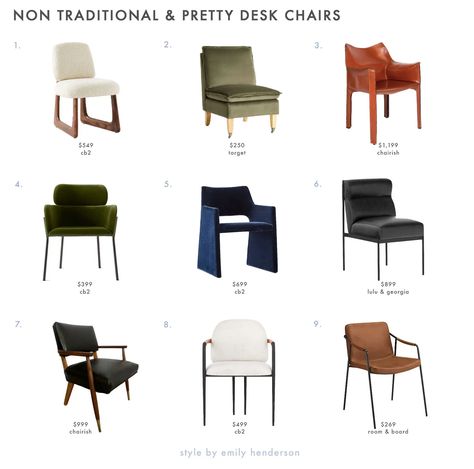 The Best, Highly Reviewed (And Prettiest) Desk Chairs For 2023 - Emily Henderson Capisco Chair, Office Guest Chairs, Stylish Office Chairs, New Desk, Traditional Desk, Metal Armchair, Furniture Design Inspiration, Best Office Chair, Backless Stools