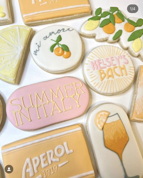 Tuscany Bridal Shower Theme, Italian Bachelorette Party Theme, Southern Bachelorette Party, Feeling Spritzy, Spring Desert, Bachelorette Party Cookies, Summer Bachelorette Party, Bachelorette Cookies, Bridal Shower Inspo